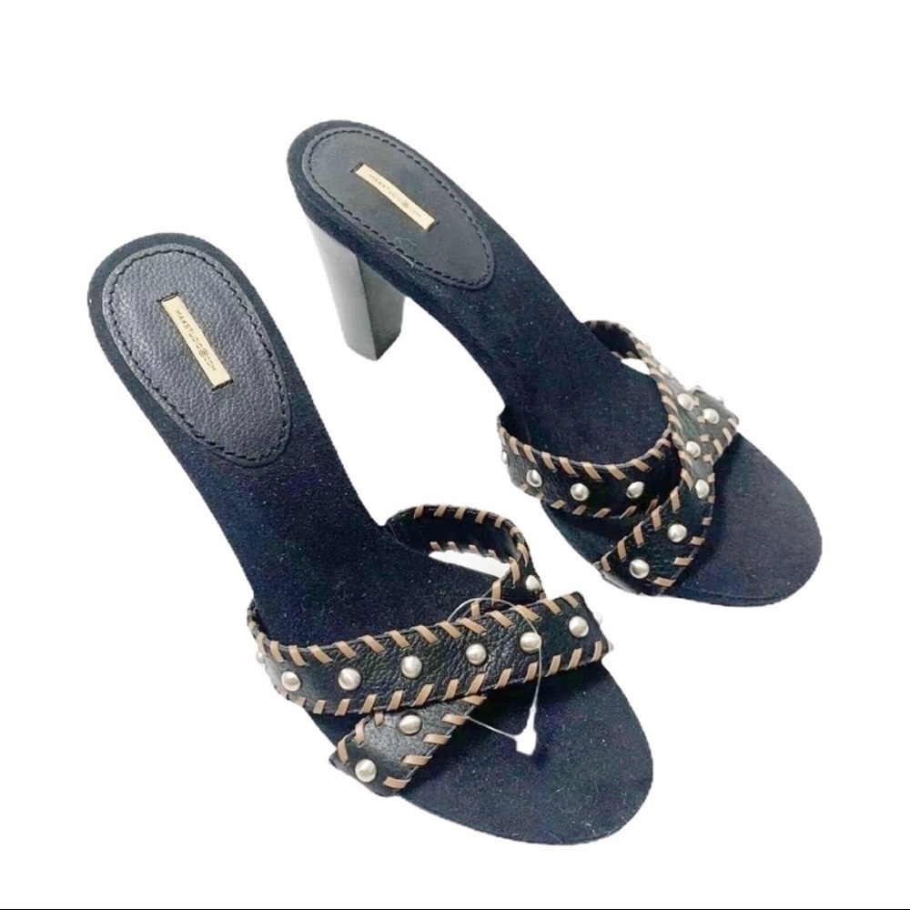 Max Studio Black studded leather heels SZ 10
